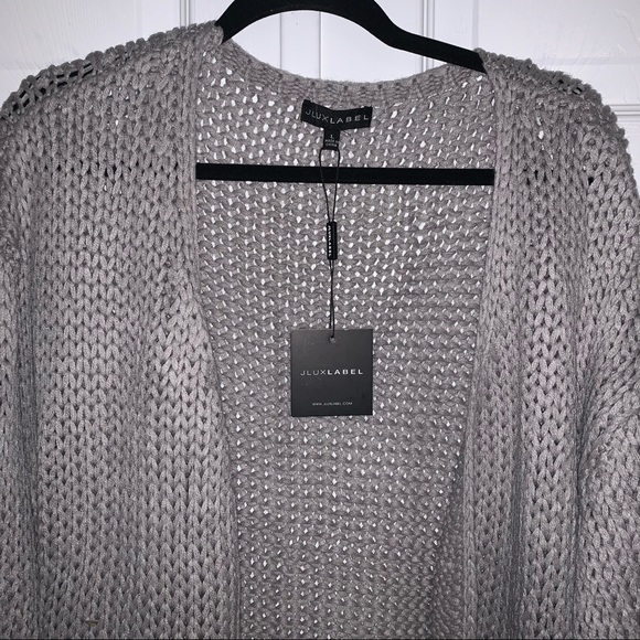 NWT JLUXLABEL Grey Lottie Balloon Sleeve Knit Cardigan - Picture 8 of 12